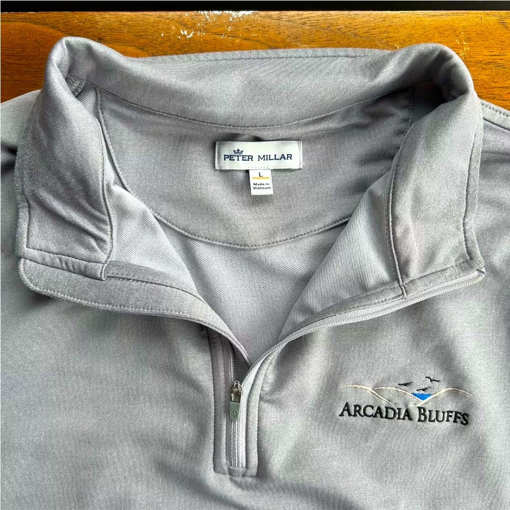 Peter Millar Perth Melange Performance Quarter Zip Mens Size Large Gale Gray - Picture 5 of 14